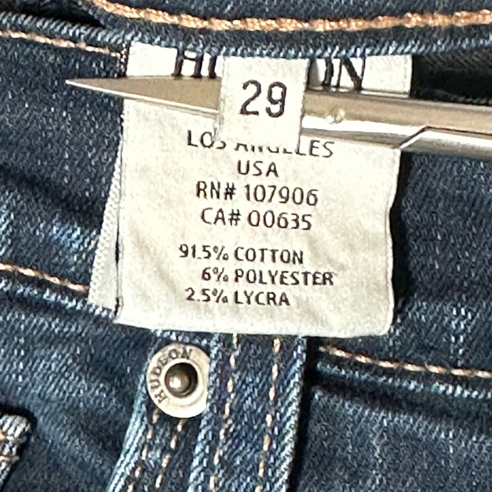 Hudson Jeans Women’s Dark Indigo Shine Mid-Rise Skinny Jeans - Picture 6 of 7